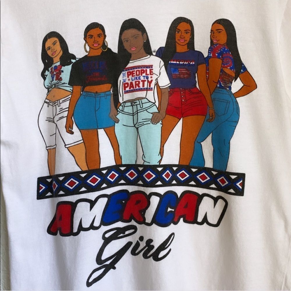 American GirlâRinger Tee Juniors SzâL - Picture 4 of 7